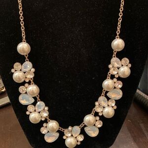 Pearl rhinestone statement necklace, 20 inch